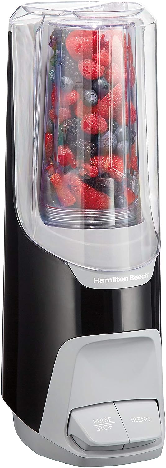 Hamilton Beach 800W Power Blender Single-Serve Personal Blender for Shakes  Smoothies with 20oz Travel Cup  Lid, Black (53620)