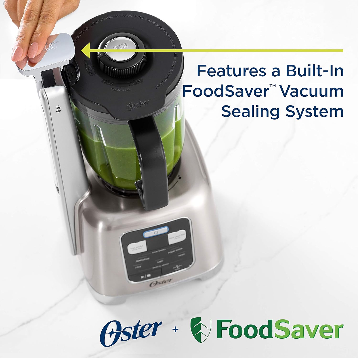 Oster BLSTAB-CB0-000 Blender with FoodSaver Vacuum Sealing System, Manual, Brushed Nickel
