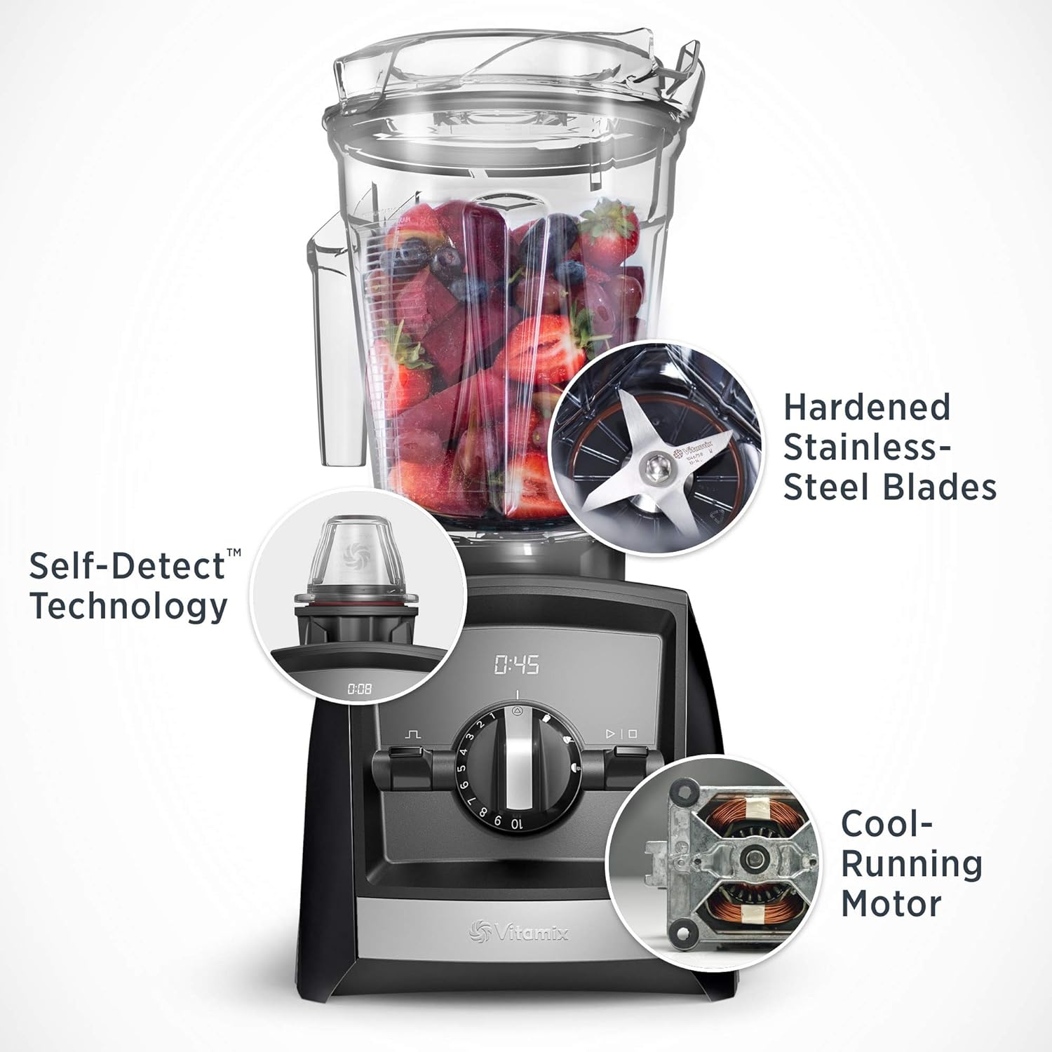 Vitamix A2500 Ascent Series Smart Blender, Professional-Grade, 64 oz. Low-Profile Container, White