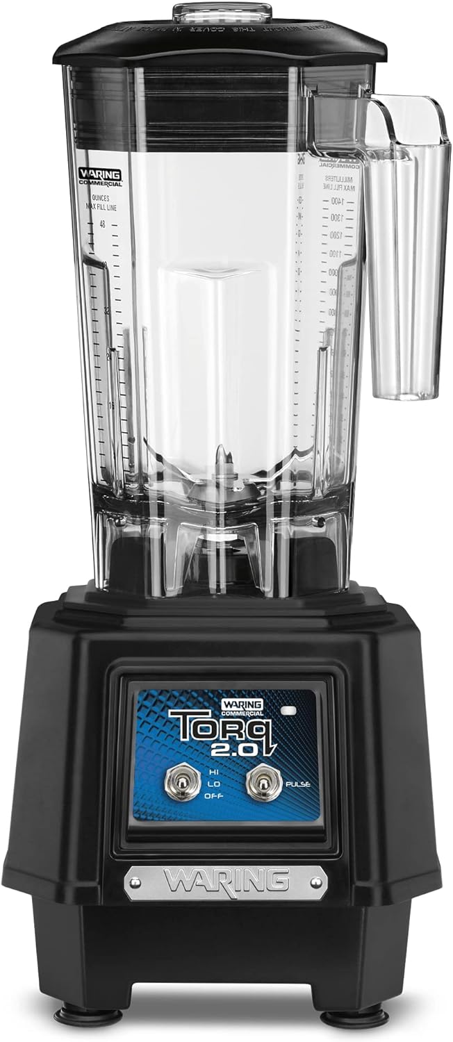 Waring Commercial TBB145 TORQ 2 Horsepower Blender, 2 Speed Toggle Switch Controls, with 48 oz. BPA Free Container, 120V, 5-15 Phase Plug, 9 x 15.75 x 11.5 inches, Multicolor