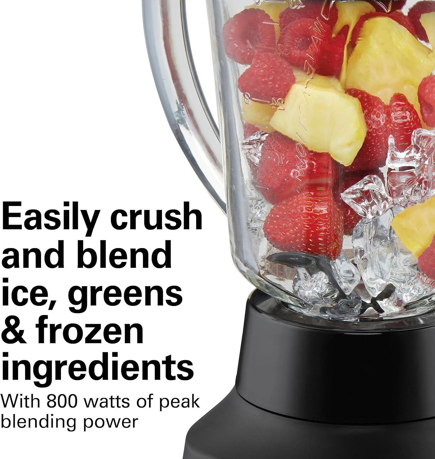 Hamilton Beach 58175 Quiet Blender for Shakes and Smoothies, Puree, Crush Stainless Steel Ice Sabre Blades, 800 Watts, Shatter-Resistant 40oz Glass Jar, Black