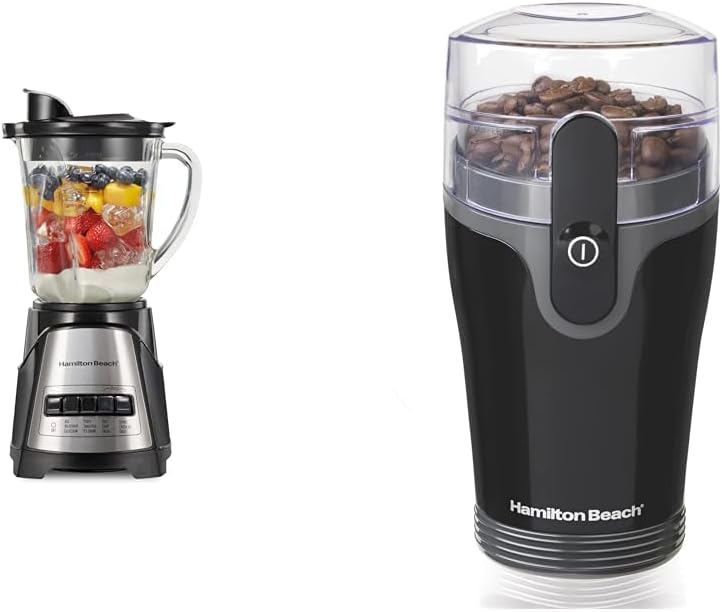 Hamilton Beach Power Elite Wave Action blender-for Shakes  Smoothies, Puree, Crush Ice, 40 Oz Glass Jar, 12 Functions, Stainless Steel Ice Sabre-Blades, Black (58148A)