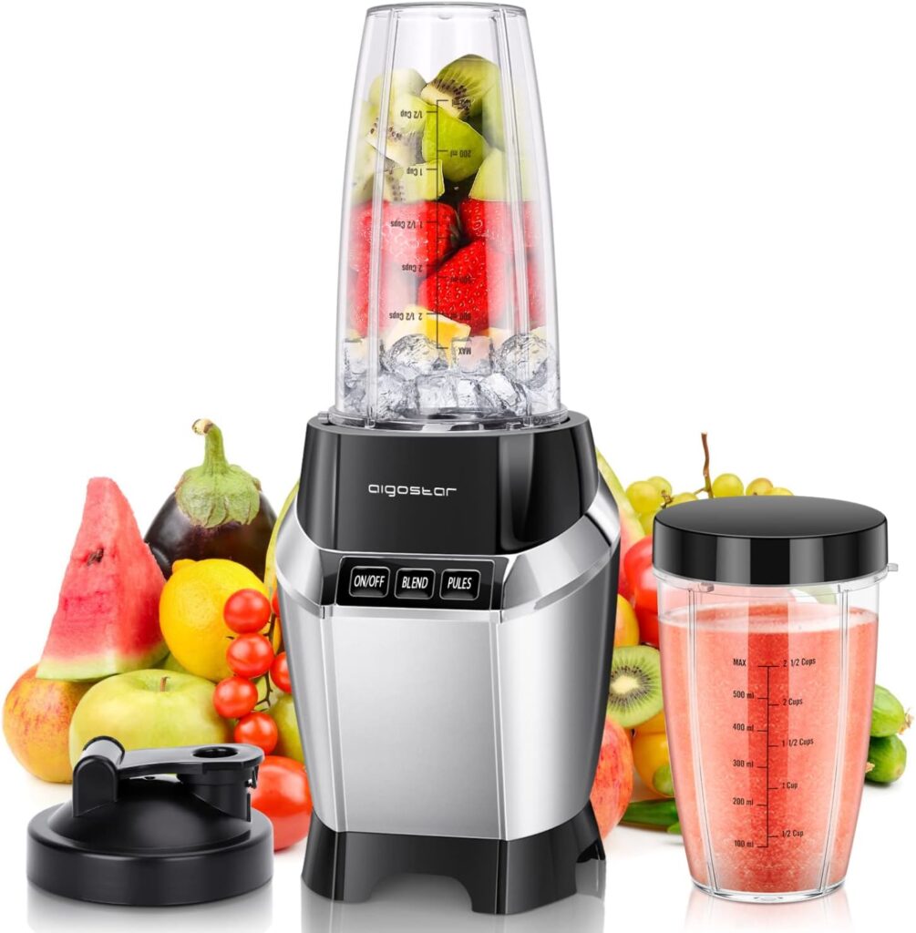 Aigostar 1000 watts Bullet Blender for Shakes and Smoothies, Personal Blender for Kitchen, Smoothie Blender Juice Licuadora Crushing Ice Puree Frozen Fruit, Countertop Blender with 2420 oz To-Go Cups