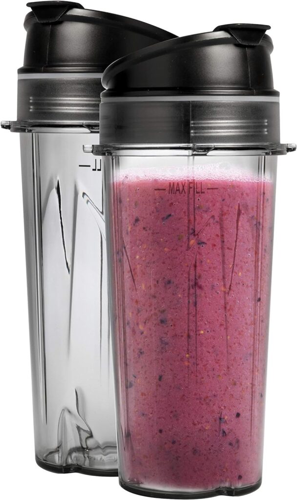 Ninja Personal Blender for Shakes, Smoothies, Food Prep, and Frozen Blending with 700-Watt Base and (2) 16-Ounce Cups with Spout Lids (QB3000SS) (Renewed)