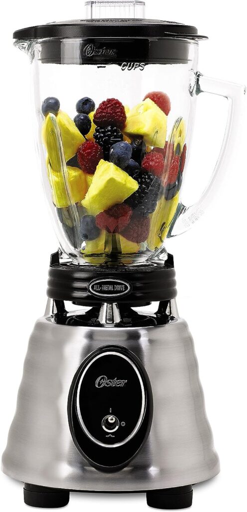 Oster BPCT02-BA0-000 6-Cup Glass Jar 2-Speed Toggle Beehive Blender, Brushed Stainless