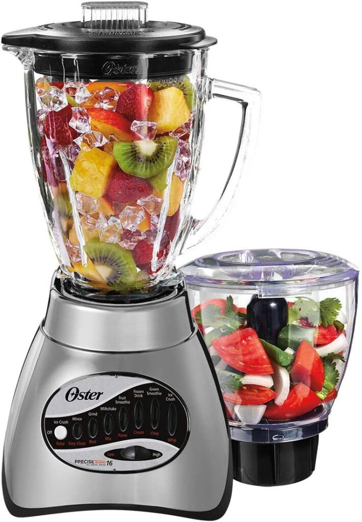 Oster Core 16-Speed Blender with Glass Jar, Black, 006878. Brushed Chrome , 40 Ounce