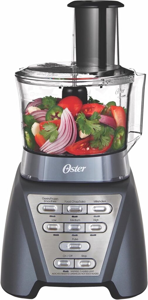 Oster Pro 1200 Blender with Professional Tritan Jar and Food Processor attachment, Metallic Grey