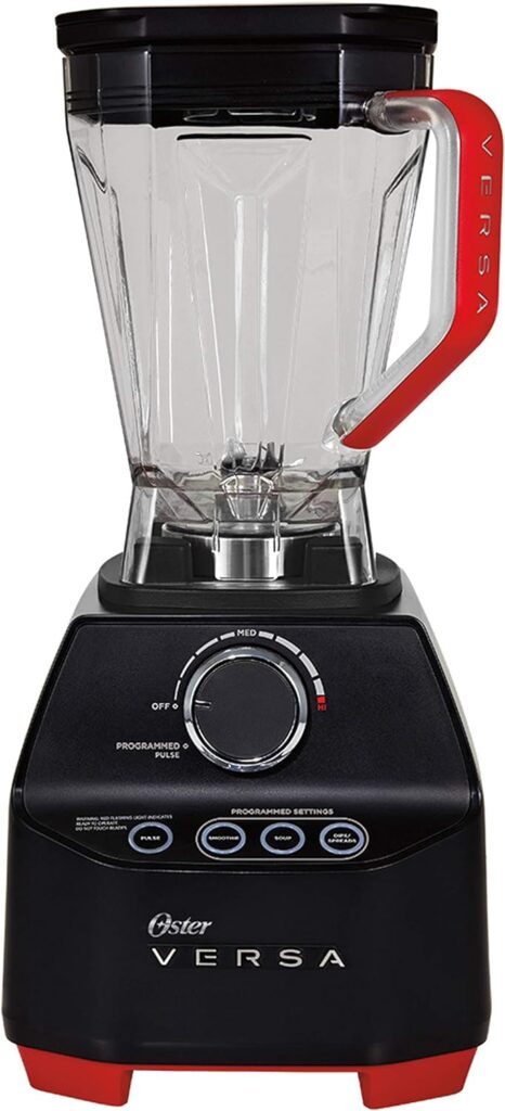 Oster Versa Professional Power Blender | 1400 Watts | Stainless Steel Blade | Low Profile Jar | Perfect for Smoothies, Soups, Black