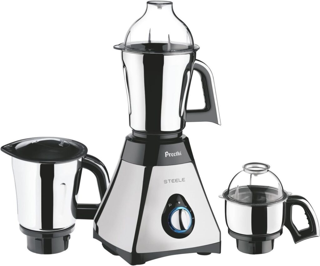 Preethi Mixer Grinder, 13 x 8.6 x 12.5 inches, Black, Silver